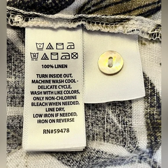 Tahari Airy Linen Shirt Women 2X Lagenlook Coastal Resort Cruise Botanical - Picture 16 of 16